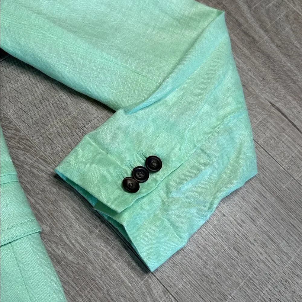 J. CREW Women’s Linen Mint Green 2 Button Blazer Jacket